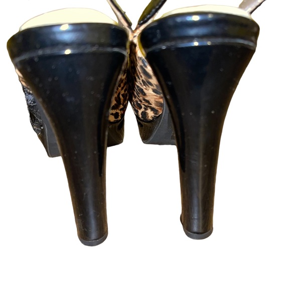 Quips Women’s Slingback Open Toe Platform Heels Leopard Lace Overlay Size 7 - Picture 8 of 8